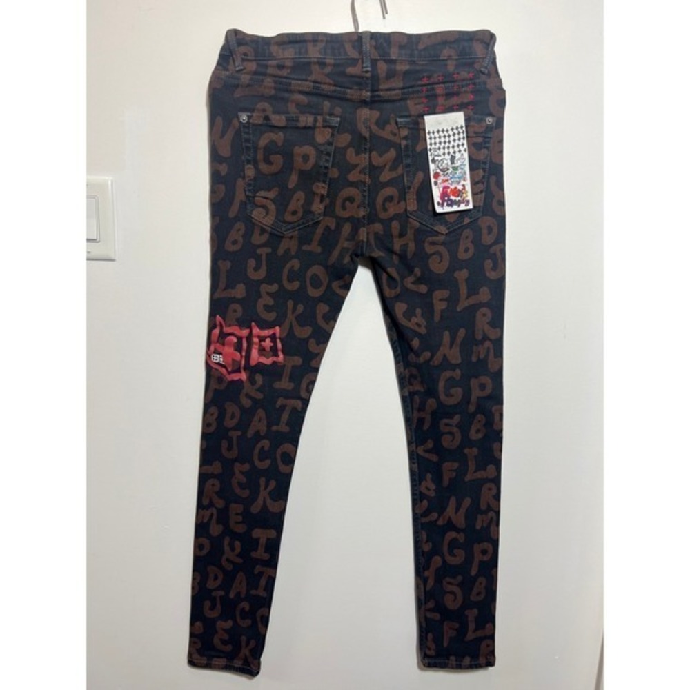 Ksubi Friends and Family Alphabet Print Jeans Black Brown Red 34x29